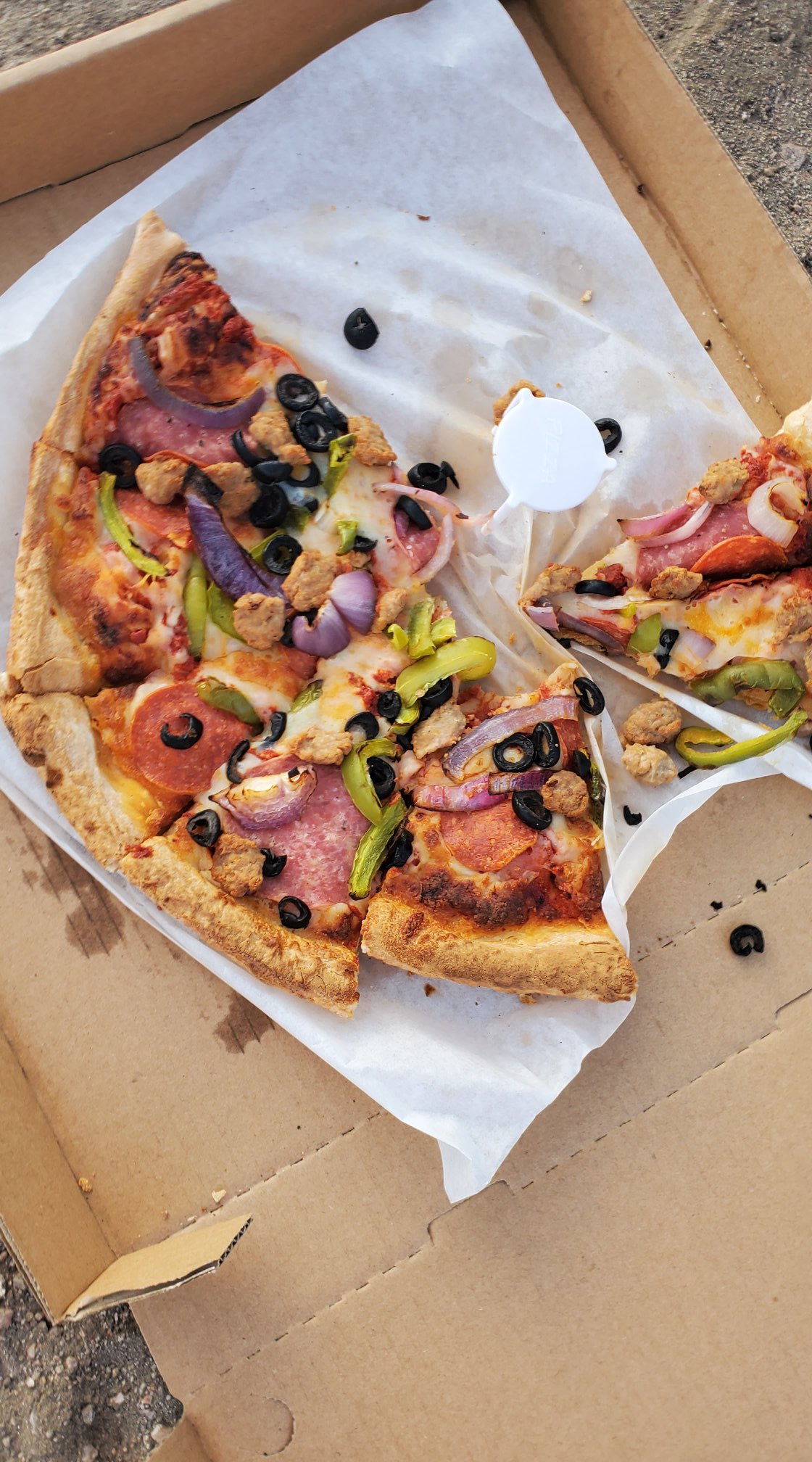Pizza delivered to Pacific Crest Trail hikers at Silverwood Lake Campground in 2020
